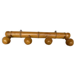 Patère ancienne, porte-manteau mural vintage en bois style bambou