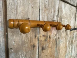 Patère ancienne, porte-manteau mural vintage en bois style bambou