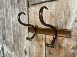 Patère ancienne, porte-manteau style Thonet, Baumann en bois courbé 1900