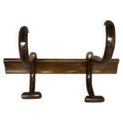 Patère ancienne, porte-manteau style Thonet, Baumann en bois courbé 1900