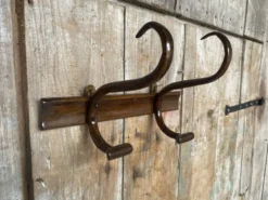 Patère ancienne, porte-manteau style Thonet, Baumann en bois courbé 1900