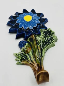 Patère crochet fleur en céramique belge André Bayer