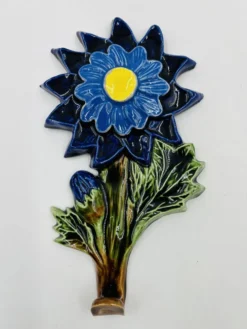 Patère crochet fleur en céramique belge André Bayer