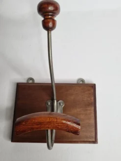 Patère double en métal et bois