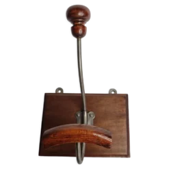 Patère double en métal et bois