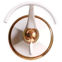 Patère double en métal émaillé blanc & doré