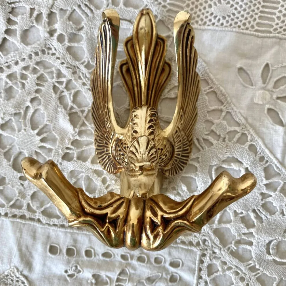 Patère double style Hollywood Regency , cygne laiton
