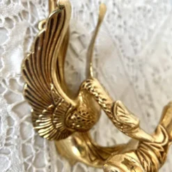 Patère double style Hollywood Regency , cygne laiton