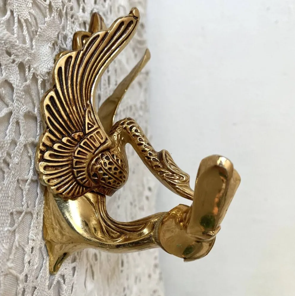 Patère double style Hollywood Regency , cygne laiton
