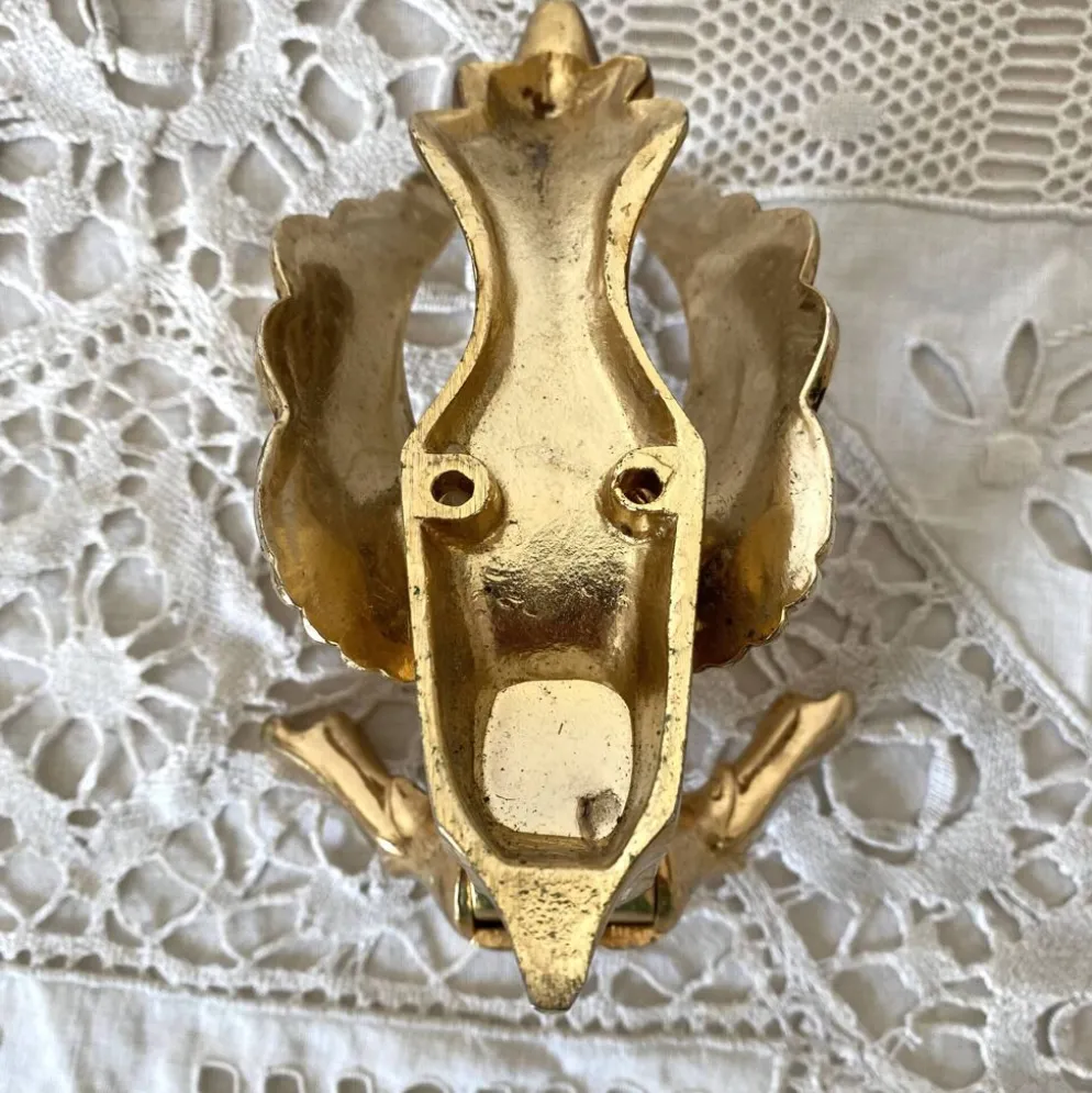 Patère double style Hollywood Regency , cygne laiton