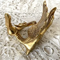 Patère double style Hollywood Regency , cygne laiton