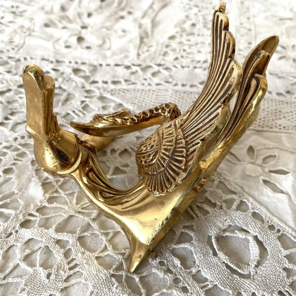 Patère double style Hollywood Regency , cygne laiton