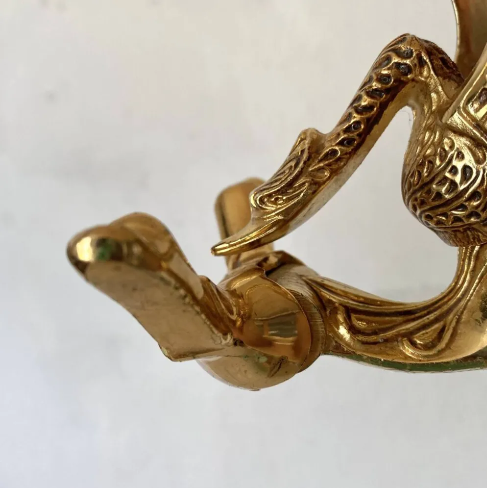 Patère double style Hollywood Regency , cygne laiton