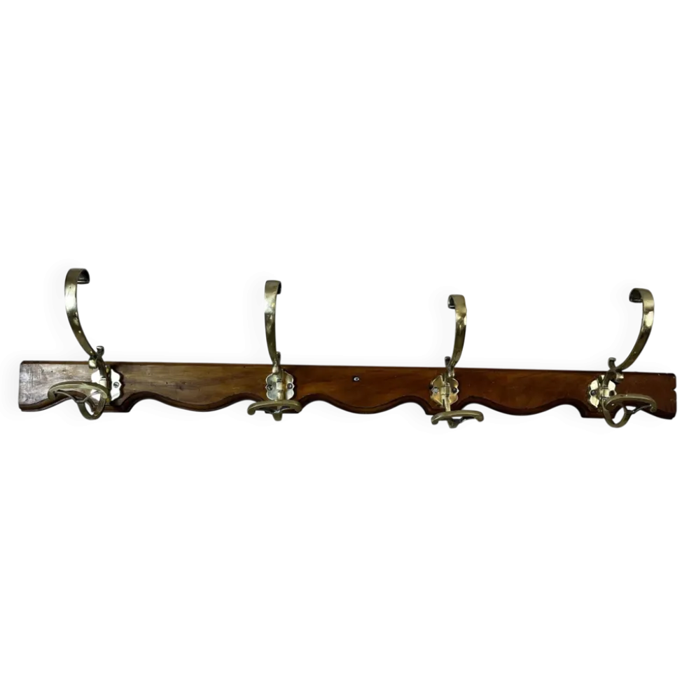 Patère en bois et laiton