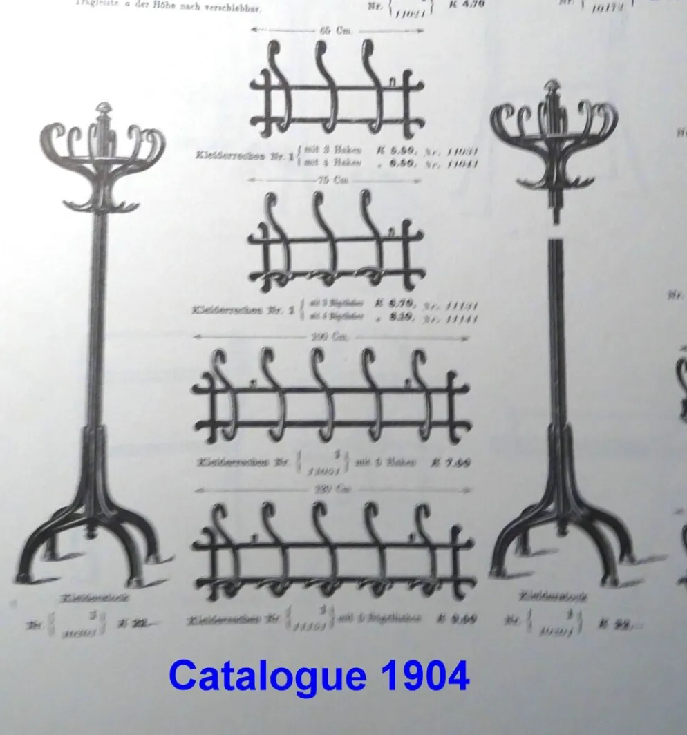 Patère murale de thonet à 5 esses, 1900 ca