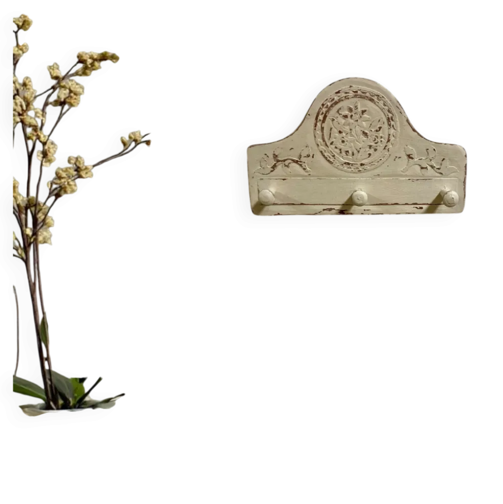 Patère murale vintage bohème – bois patiné, pièce unique