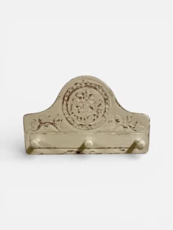 Patère murale vintage bohème – bois patiné, pièce unique