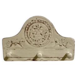 Patère murale vintage bohème – bois patiné, pièce unique