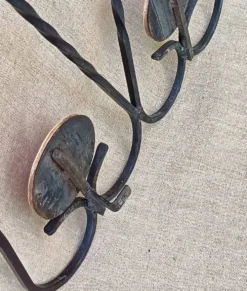 Patère, porte-manteau en fer forgé et céramique