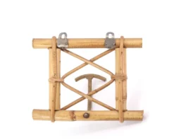 Patère porte manteau en rotin et métal, années 50