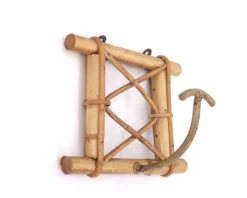 Patère porte manteau en rotin et métal, années 50