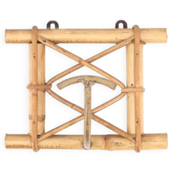 Patère porte manteau en rotin et métal, années 50