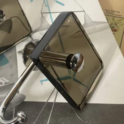 2 patères anciennes en verre fumé marron et inox Fontana Arte / Veca