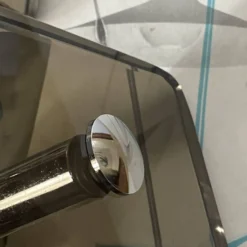 2 patères anciennes en verre fumé marron et inox Fontana Arte / Veca