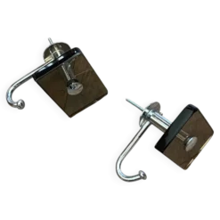 2 patères anciennes en verre fumé marron et inox Fontana Arte / Veca