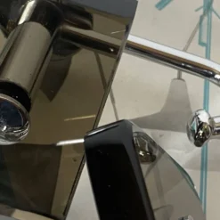 2 patères anciennes en verre fumé marron et inox Fontana Arte / Veca