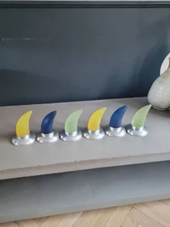 6 patères cornes vintages en résine et aluminium