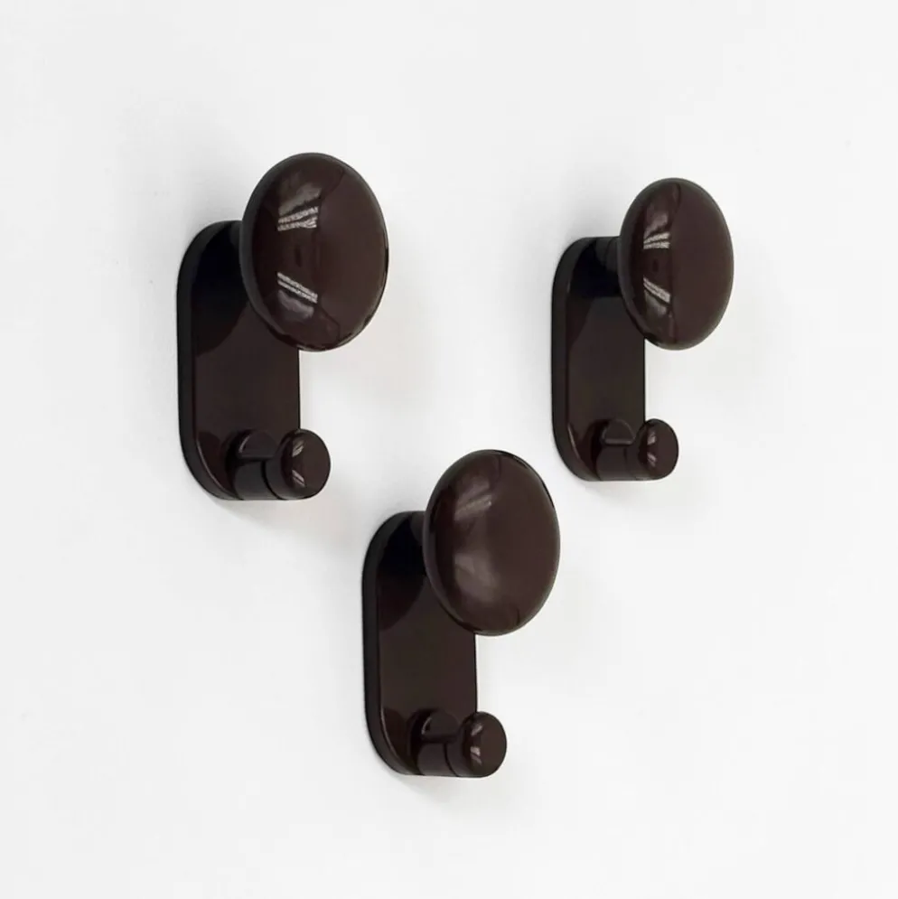 Patères en plastique brun design Carlo Bartoli pour Con et Con, Italie années 70