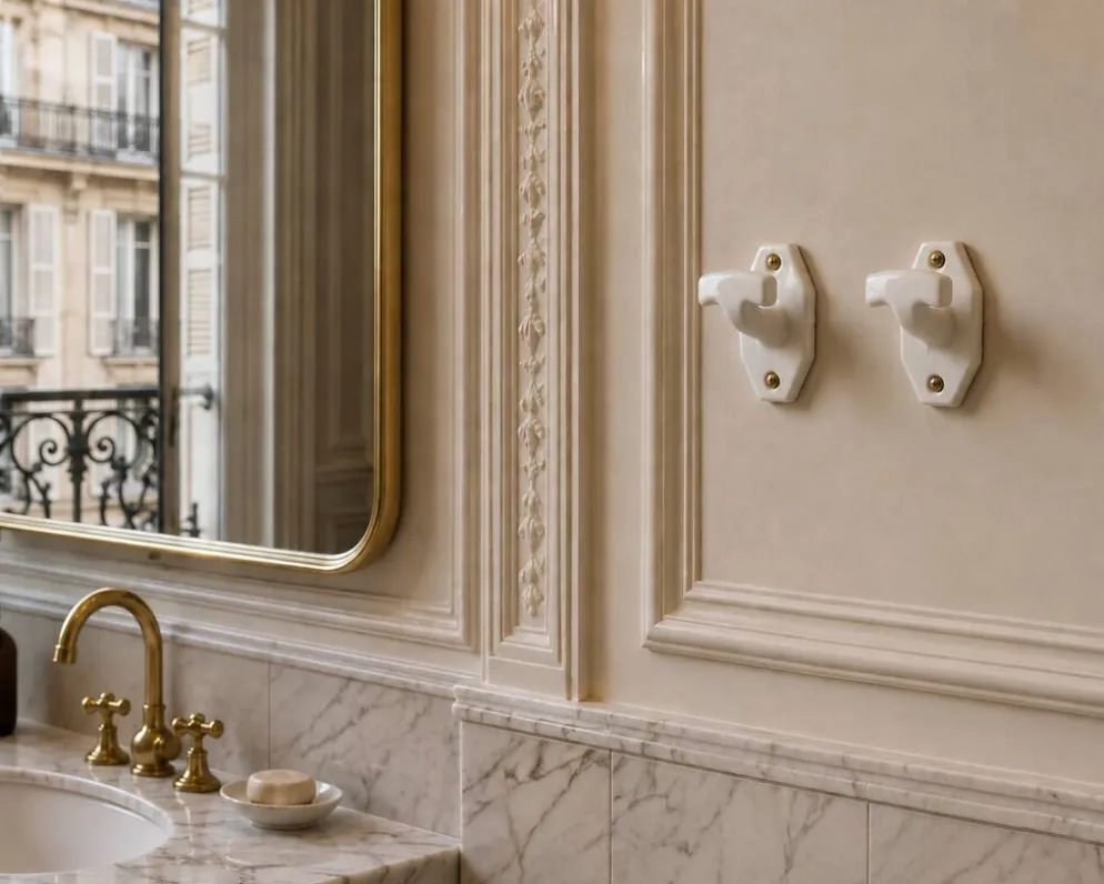 Patères en porcelaine blanche, années 50