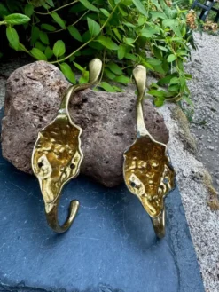 2 patères lion en laiton massif Art Nouveau