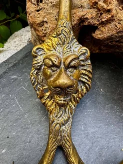 2 patères lion en laiton massif Art Nouveau