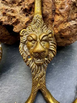 2 patères lion en laiton massif Art Nouveau