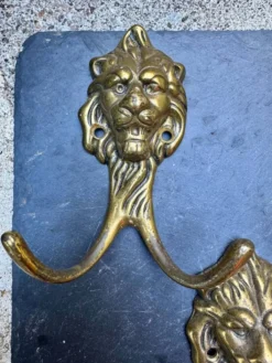 5 patères lion en laiton massif Art Nouveau