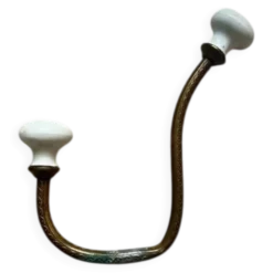 Patère vintage laiton doré avec bouton style ivoire