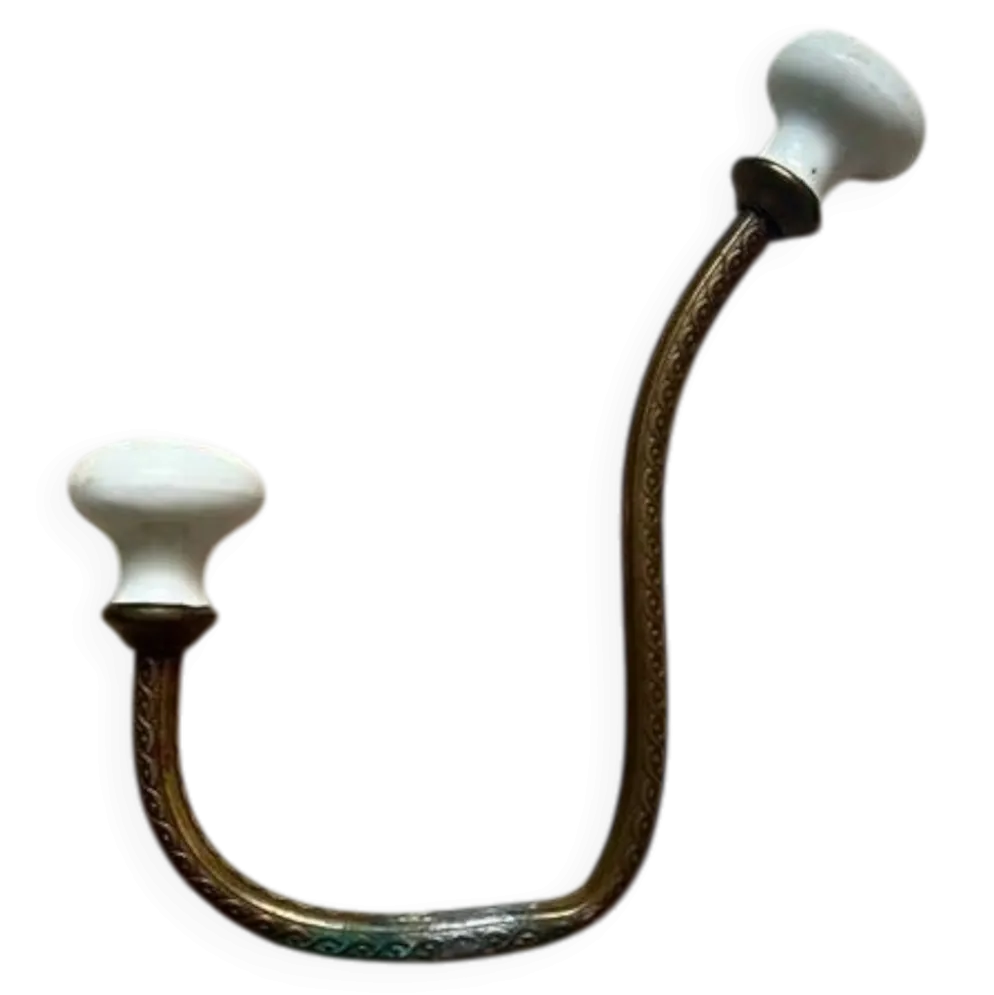 Patère vintage laiton doré avec bouton style ivoire