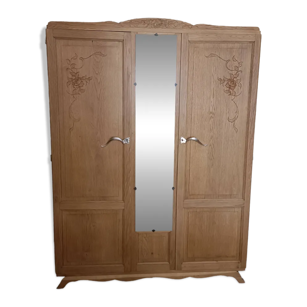 Penderie Art Déco en chêne rénovée