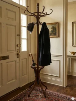 Perroquet ancien en bois courbé + porte parapluie