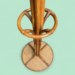 Perroquet portemanteau en rotin vintage 1970
