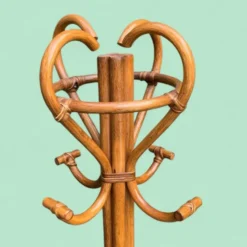 Perroquet portemanteau en rotin vintage 1970