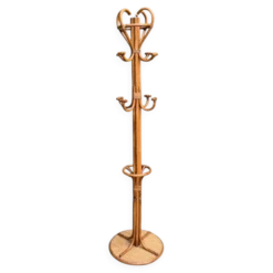 Perroquet portemanteau en rotin vintage 1970