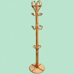 Perroquet portemanteau en rotin vintage 1970