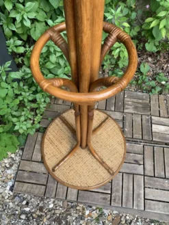 Perroquet portemanteau en rotin vintage 1970