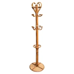 Perroquet portemanteau en rotin vintage 1970