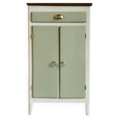 Petit buffet confiturier parisien vintage vert sauge – charme rétro