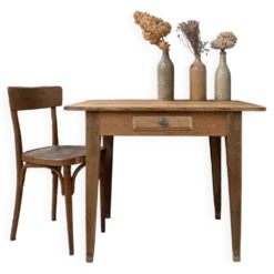 Petit bureau vintage en chêne et pin massif (rénové)