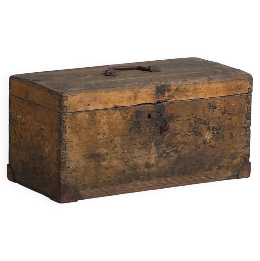 Petit coffre ancien à armature métallique (c.1900) #3